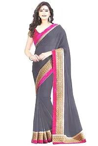 Grey Georgette Saree With Blouse Piece-thumb1