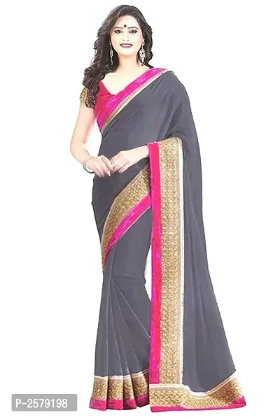 Grey Georgette Saree With Blouse Piece-thumb2