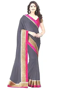 Grey Georgette Saree With Blouse Piece-thumb3