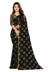 Beautiful Chiffon Zari Lace Work Saree With Jacquard Blouse Piece-thumb1