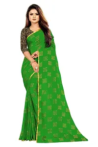 Beautiful Chiffon Zari Lace Work Saree With Jacquard Blouse Piece-thumb1