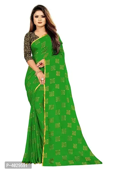 Beautiful Chiffon Zari Lace Work Saree With Jacquard Blouse Piece-thumb2