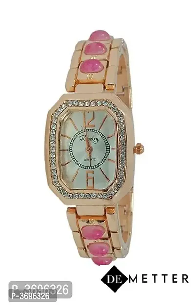 Women's Golden Analog Watch With Metal Strap-thumb0