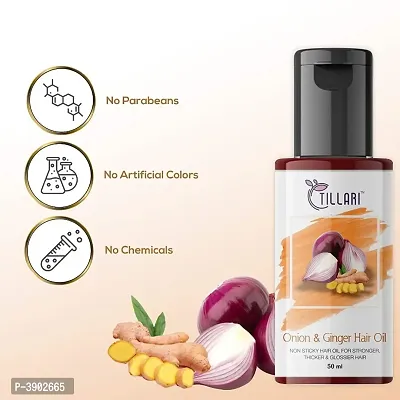 Tillari Onion Ginger Non Sticky Hair Oil For Stronger Hair Growth Pack Of 2 (50 ml)-thumb3