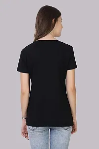 Alluring Black Cotton Printed Round Neck T-Shirts For Women-thumb1