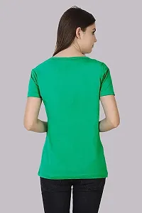 Alluring Green Cotton Printed Round Neck T-Shirts For Women-thumb1