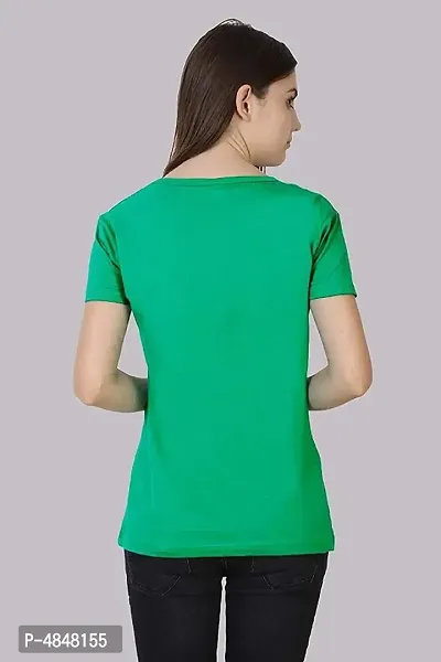 Alluring Green Cotton Printed Round Neck T-Shirts For Women-thumb2