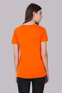 Alluring Orange Cotton Printed Round Neck T-Shirts For Women-thumb1