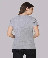 Alluring Grey Cotton Printed Round Neck T-Shirts For Women-thumb1