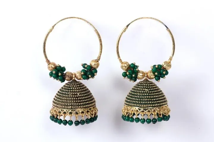 Allure Greacful Brass Oxidised Beads Jhumkas Earrings For Women And Girls