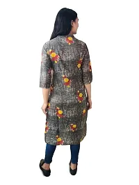 Stylish Cotton Brown Floral Printed One Side Pocket Kurta For Women-thumb1