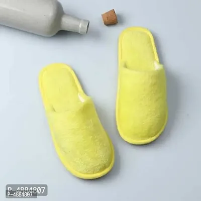 Stunning Yellow Fur Solid Room Slippers For Women-thumb5