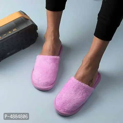 Fur Solid Slippers Flip Flops For Women