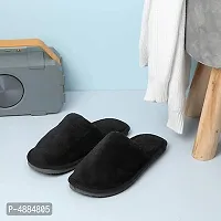 Black Fur Solid Slippers   Flip Flops For Women-thumb4