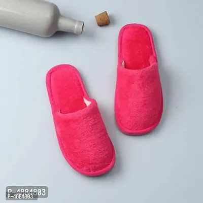 Pink Fur Solid Slippers   Flip Flops For Women-thumb5