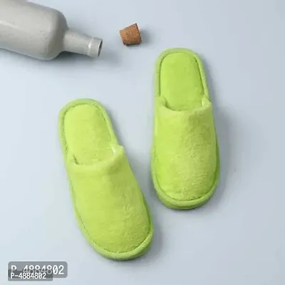Stunning Green Fur Solid Room Slippers For Women-thumb5