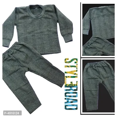 Stylish Cotton Blend Solid Thermal For Kids-thumb0