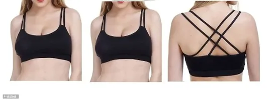 Fancy Sports Bra With Cross Back, For Gym/Yoga/Dance(Pack Of 2)-thumb0