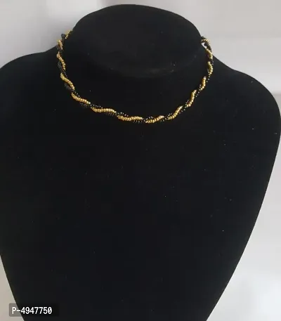 Black & Gold Twisted Choker Necklace-thumb0
