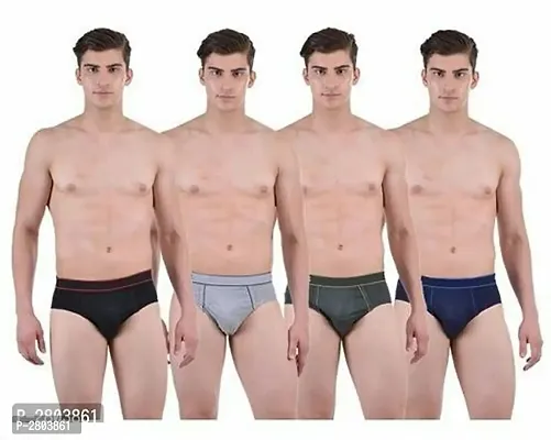 Men Cotton Solid Briefs Combo Of 4-thumb0