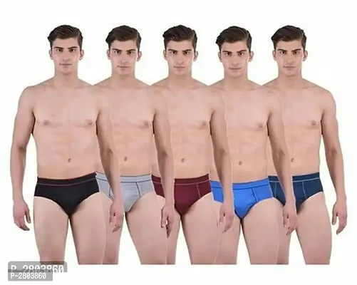Men Cotton Solid Briefs Combo Of 5-thumb0