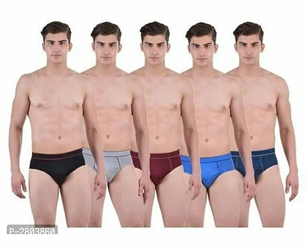 Pack Of 5 Men's Solid Cotton Briefs