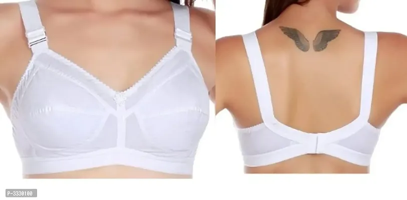 Stylish White Cotton Solid Bras For Women