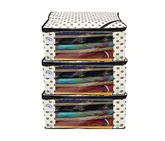 Non Woven Saree Cover Set of 3 Saree Cover Designer/Wardrobe Organiser/Regular Clothes Bag Front Transparent Window.-thumb4