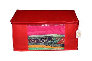 Non Woven Saree Cover Set of 6 Saree Cover Designer/Wardrobe Organiser/Regular Clothes Bag Front Transparent Window.-thumb1