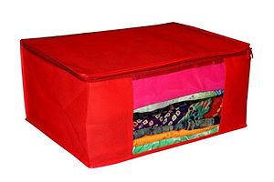 Non Woven Saree Cover Set of 6 Saree Cover Designer/Wardrobe Organiser/Regular Clothes Bag Front Transparent Window.-thumb2