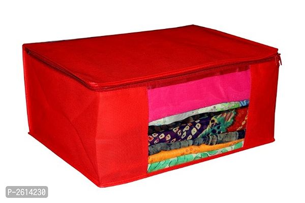 Non Woven Saree Cover Set of 6 Saree Cover Designer/Wardrobe Organiser/Regular Clothes Bag Front Transparent Window.-thumb3