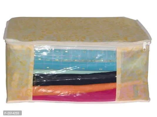 Non Woven Saree Cover Set of 6 Saree Cover Designer/Wardrobe Organiser/Regular Clothes Bag Front Transparent Window.-thumb3