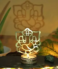 Classy Golden MDF Shadow GaneshJi Tealight Candle Holder-thumb1