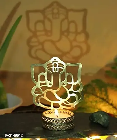 Classy Golden MDF Shadow GaneshJi Tealight Candle Holder-thumb2