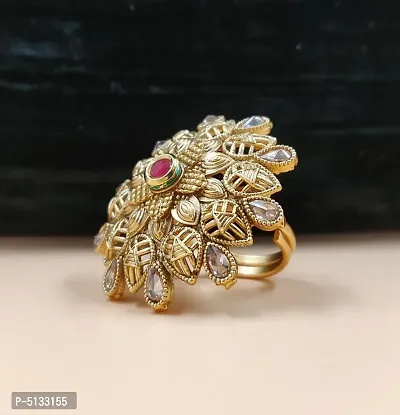 Charming Copper Alloy American Diamond Real Stone Adjustable Finger Ring For Women And Girls