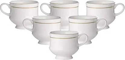 Bone China White Ceramic Bone China Gold Line Tea  Coffee Cups Mugs Set of 6 for Home  (White)-thumb1