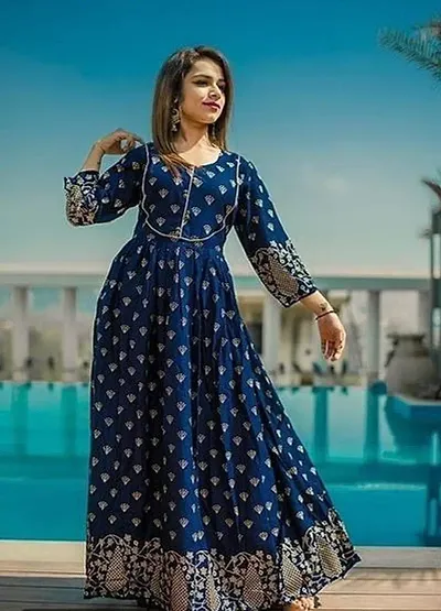 Hot Selling !! Elegant Rayon Printed Anarkali Kurta