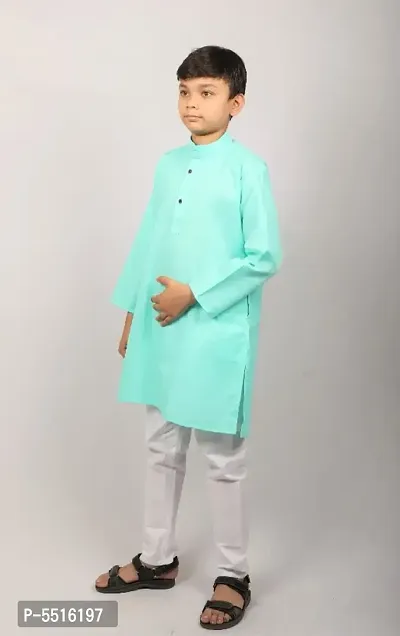 Stylish Cotton Solid Kurta And Pajama Set For Boys-thumb3