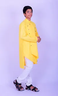 Boys Yellow Festive  Party Kurta And Pyjama Set-thumb1