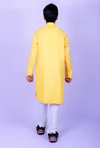 Boys Yellow Festive  Party Kurta And Pyjama Set-thumb3