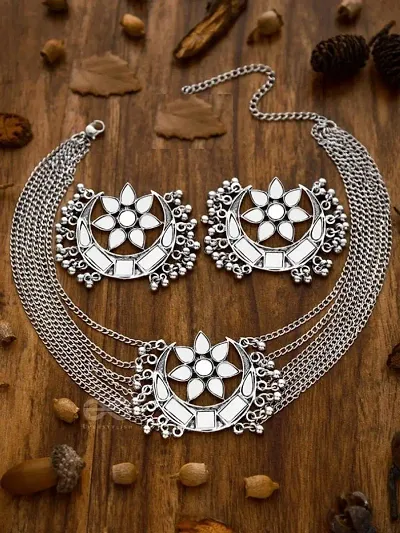 Designer Style German Silver Jewellery Set