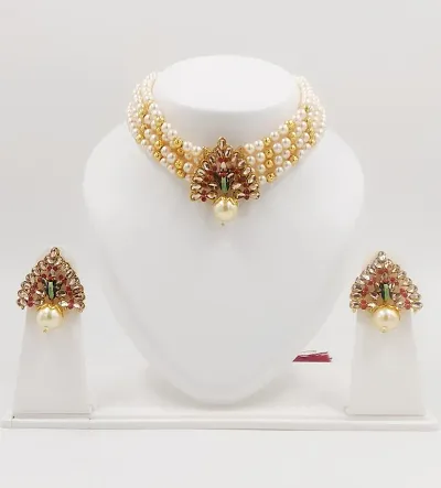 Trendy Gold Plated Kundan Chokar Necklace