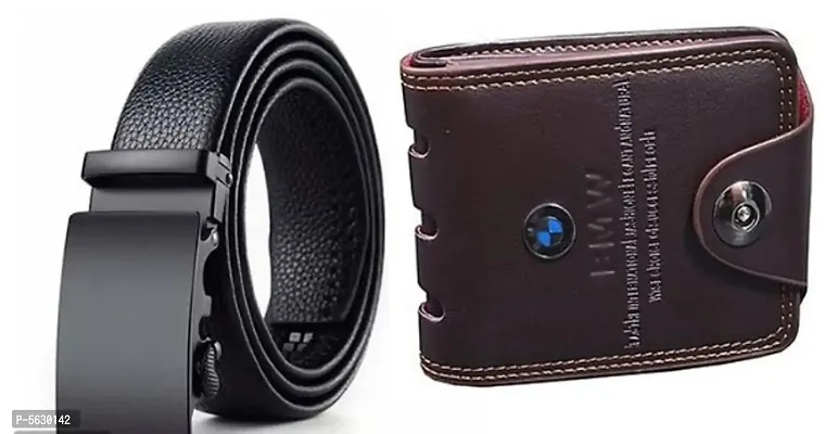 Trending Synthetic Leather Belt And Wallet For Men (2 Pieces)
