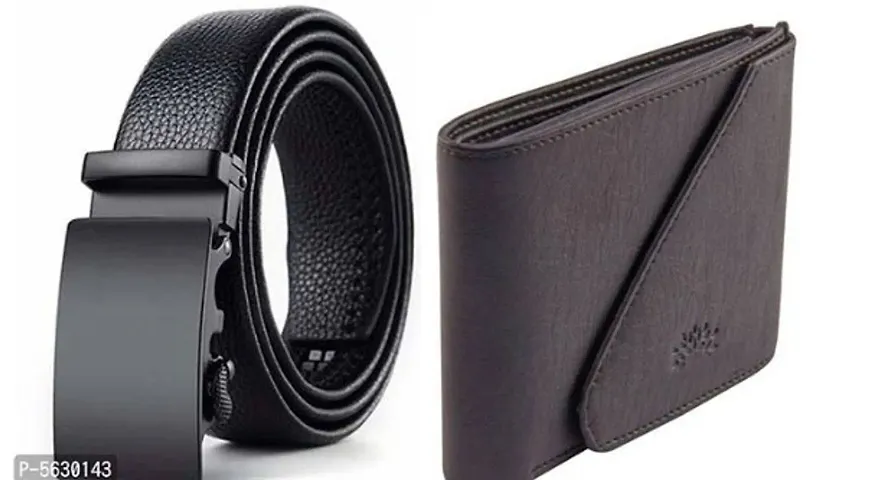 Stylish Synthetic Leather Belts & Wallets Combos For Men
