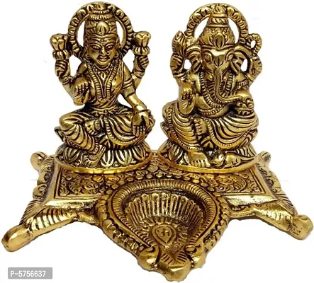 Laxmi Ganesh Gold Plated Chowki-thumb0