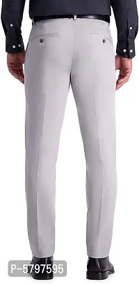Grey Polycotton Mid Rise Formal Trousers for men-thumb2