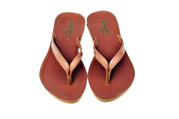 Elegant PU Self Design Flat Flip Flops For Women