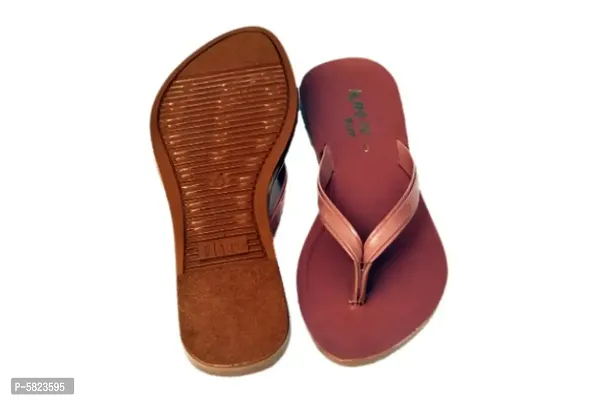 Elegant Pink PU Self Design Flat Flip Flops For Women-thumb3