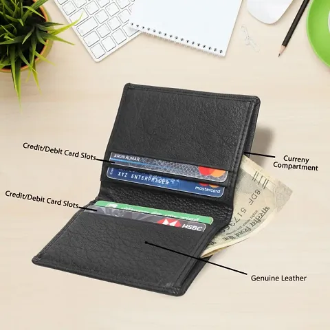 Trendy Solid Two Fold Genuine Leather Wallets For Men