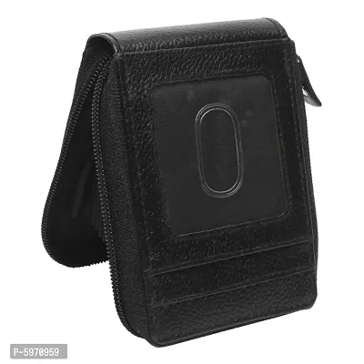 Genuine Leather Card Holder  Money Case Credit Debit Atm Card Slot Note Slot RFID Protection Card Holder Zip Closure Black Leather Card Case For Men  Women